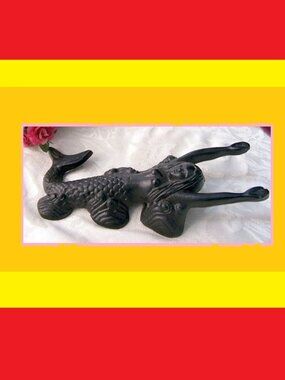 Black Cast Iron Mermaid Indoor Door Stop 2" wide by 10" long 04442